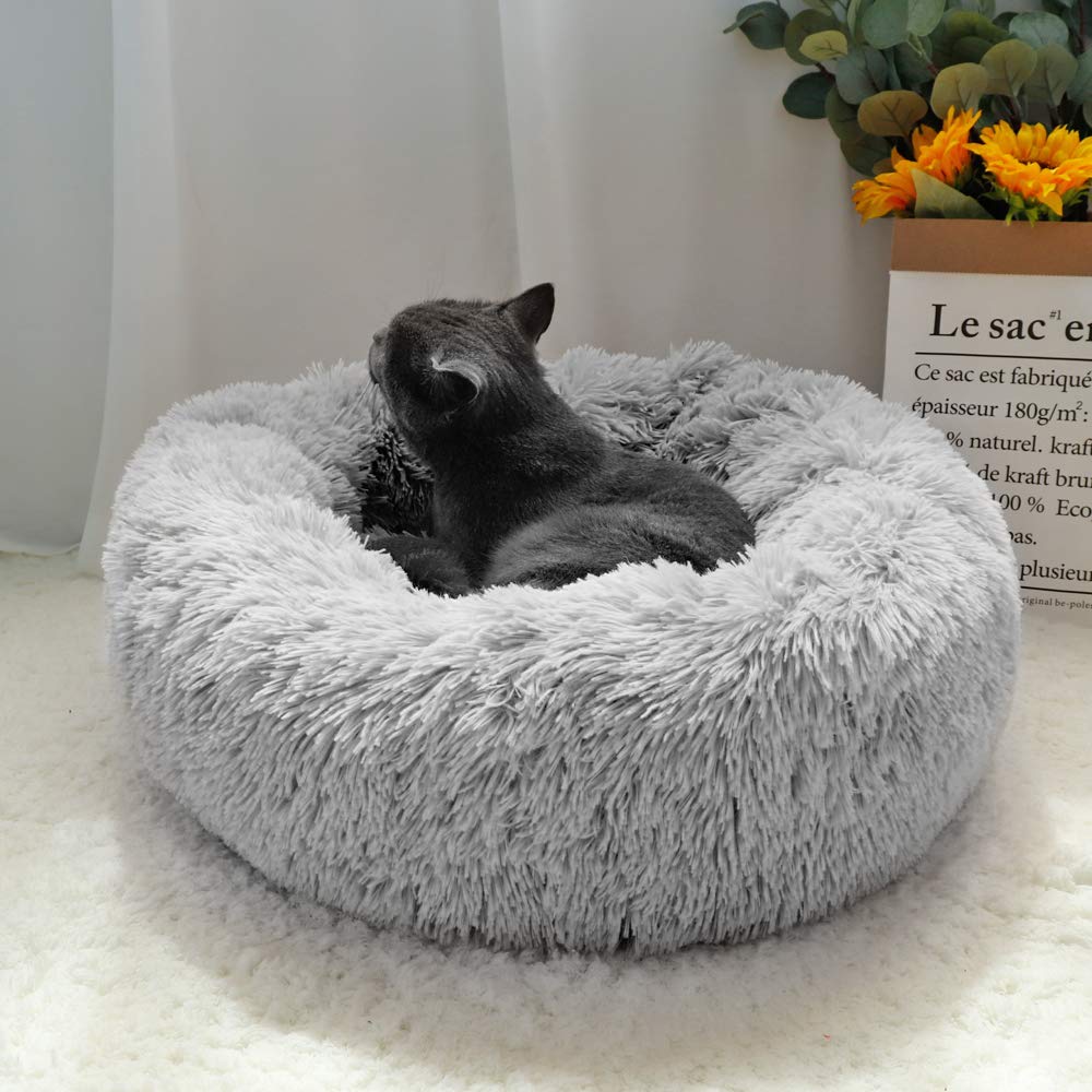 Super Soft Donut Dog Bed Washable Long Plush Dogs Cats Kennel Deep Sleep House Round Cushion Mats Sofa Basket Pet Supplies