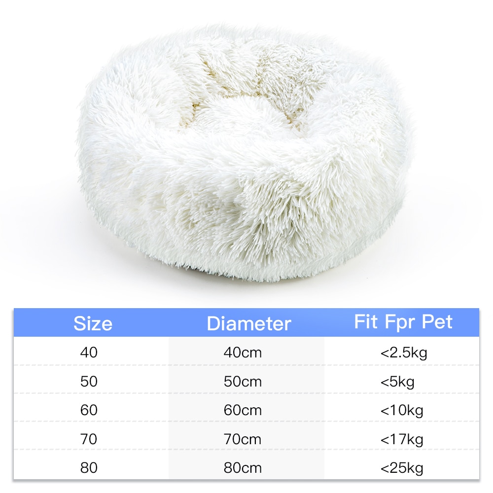 Super Soft Pet Bed Kennel Dog Long Plush Round Cat Winter Warm Sleeping Bag Puppy Cushion Mat Portable Cat Supplies for Cat Dog
