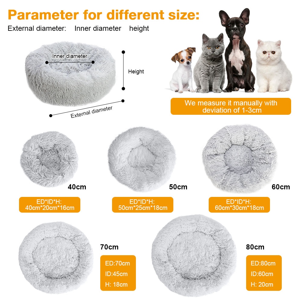 Super Soft Pet Bed Kennel Dog Round Cat Winter Warm Sleeping Bag Long Plush Puppy Cushion Mat Dog House Velvet Mats Sofa For Dog