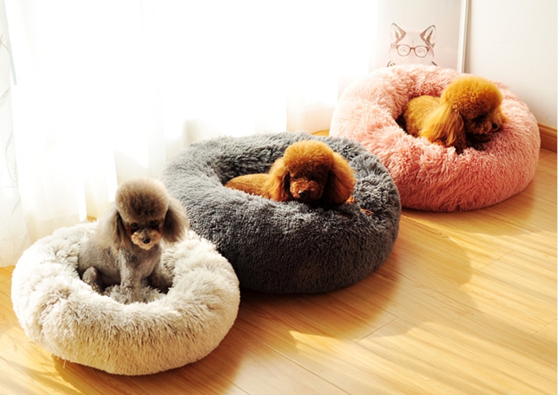 Super Soft Pet Bed Kennel Dog Round Cat Winter Warm Sleeping Bag Long Plush Puppy Cushion Mat Dog House Velvet Mats Sofa For Dog