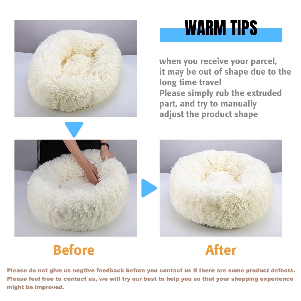 Super Soft Pet Bed Kennel Dog Round Cat Winter Warm Sleeping Bag Long Plush Puppy Cushion Mat Dog House Velvet Mats Sofa For Dog