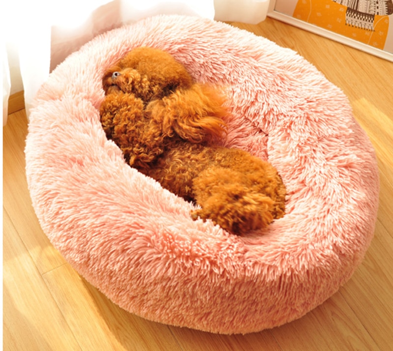 Super Soft Pet Bed Kennel Dog Round Cat Winter Warm Sleeping Bag Long Plush Puppy Cushion Mat Dog House Velvet Mats Sofa For Dog