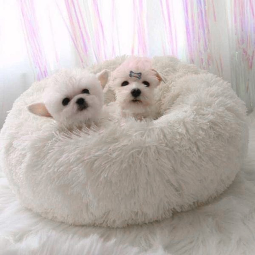 Pet Cat Bed Comfortable Pet Nest Dog Cat Washable Kennel Soft Warm Pet Cats Dog Round Bed House Long Plush Kennel