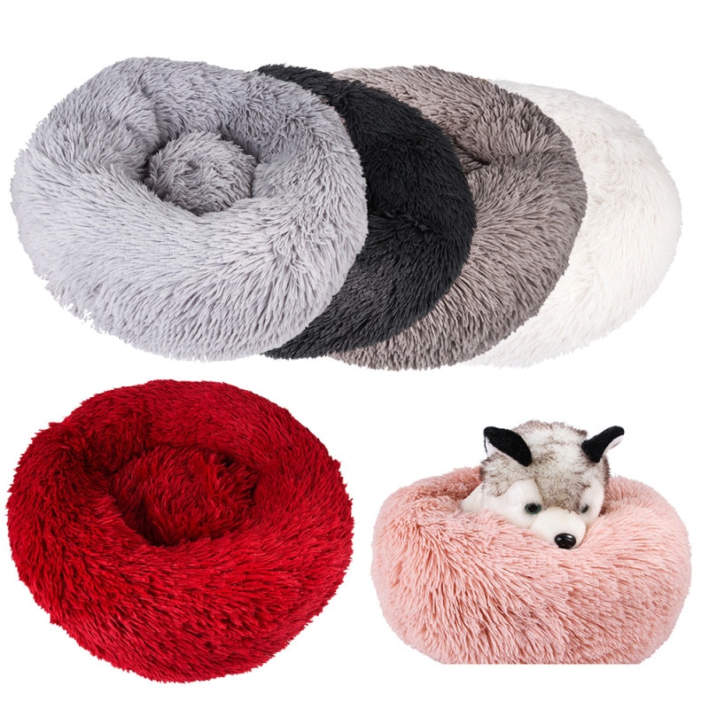6 Colors Long Plush Super Soft Pet Bed Puppy Cushion Mat Portable Cat Supplies Kennel Dog Round Cat Winter Warm Sleeping Bag