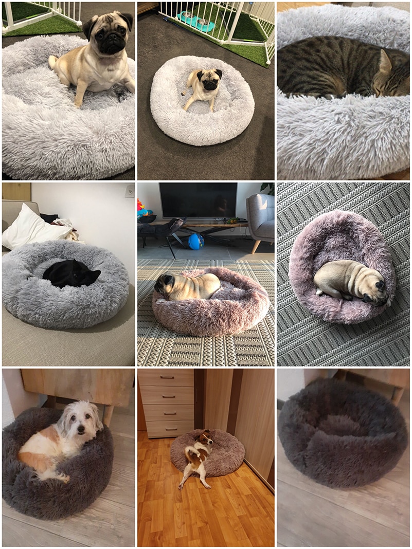 Warm Fleece Dog Bed 7 Sizes Round Pet Lounger Cushion For Small Medium Large Dogs & Cat Winter Dog Kennel Puppy Mat Pet Bed