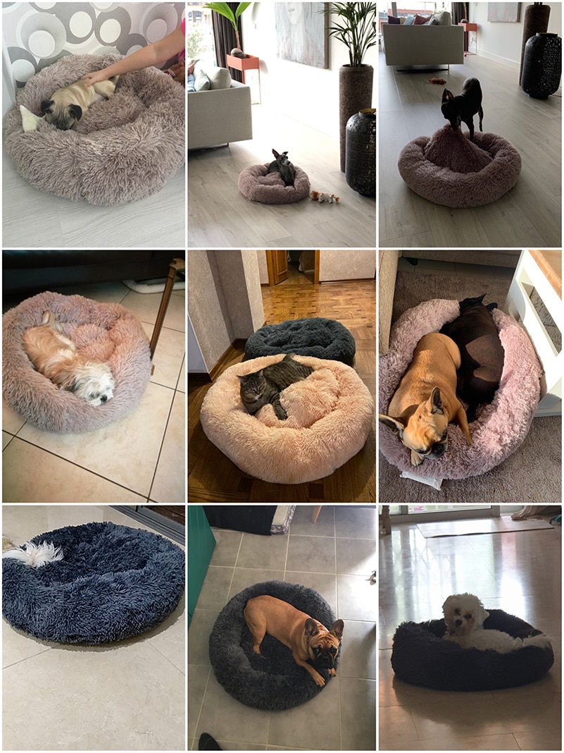 Warm Fleece Dog Bed 7 Sizes Round Pet Lounger Cushion For Small Medium Large Dogs & Cat Winter Dog Kennel Puppy Mat Pet Bed