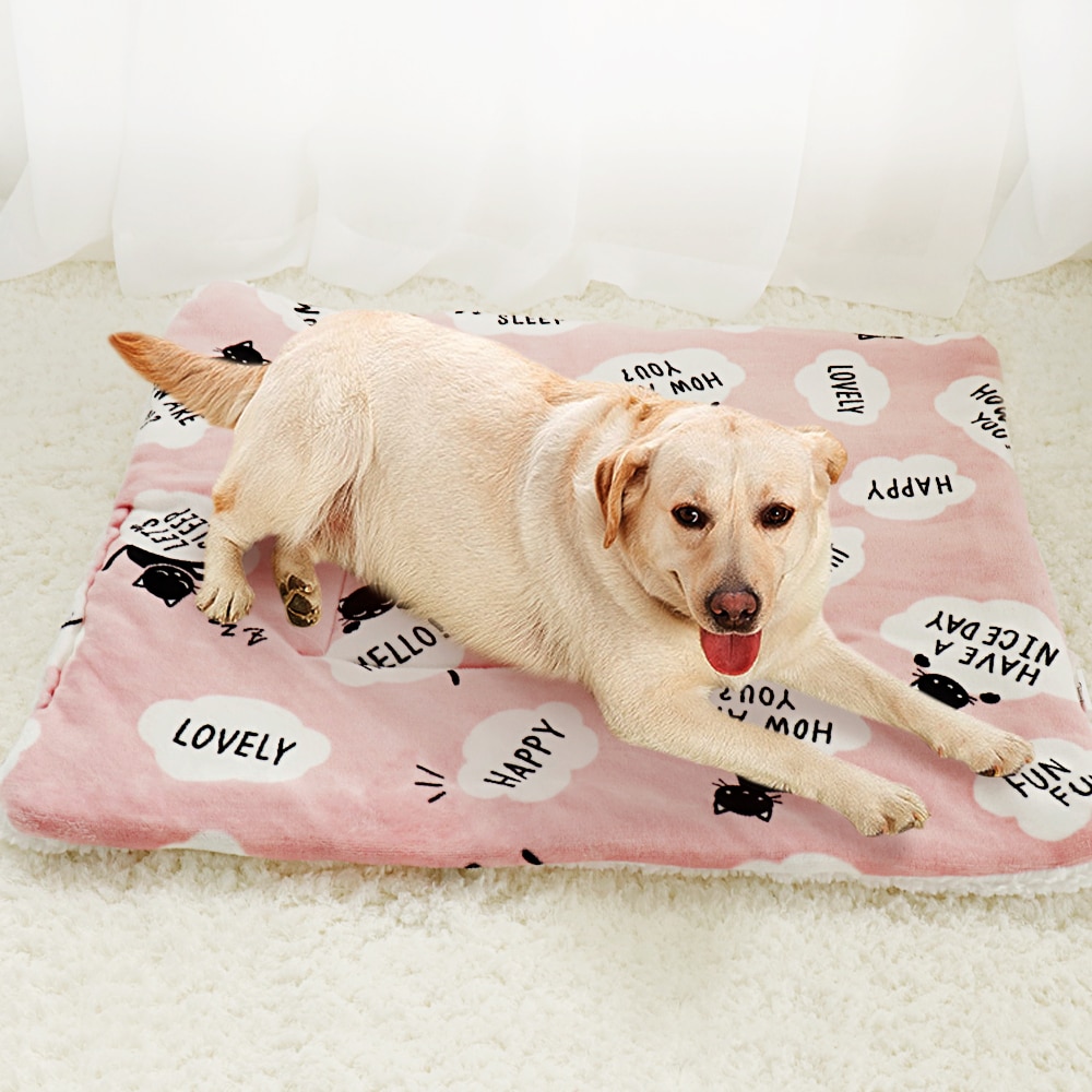 Winter Pet Dog Bed Mat Soft Fleece Puppy Cat Blanket Dog Mattress Beds Warm Sleeping Cushion Kennel For Small Medium Large Dogs