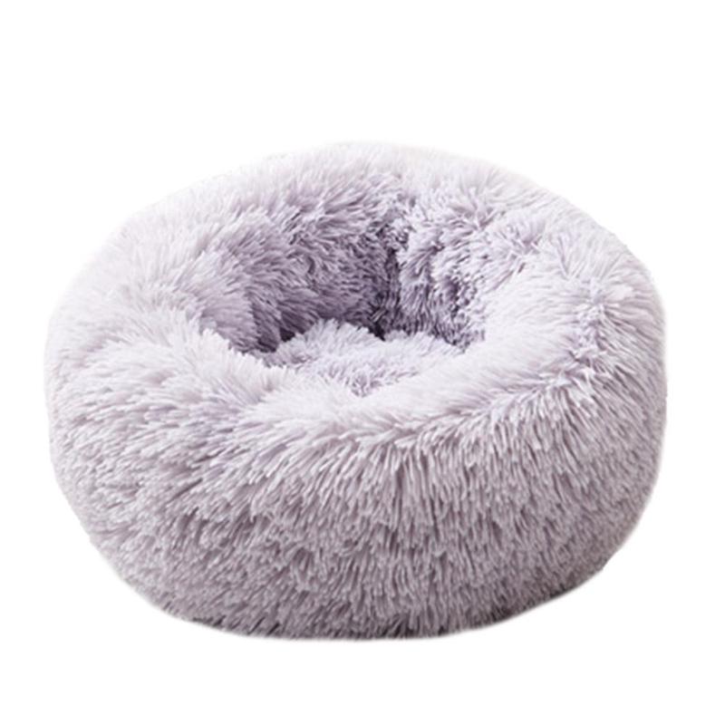 Round Pet Bed Cat Dog Winter Warm Sleeping House Washable long plush Dog Kennel Cat Bed Kennel Nest Foldable Puppy Cushion Mat