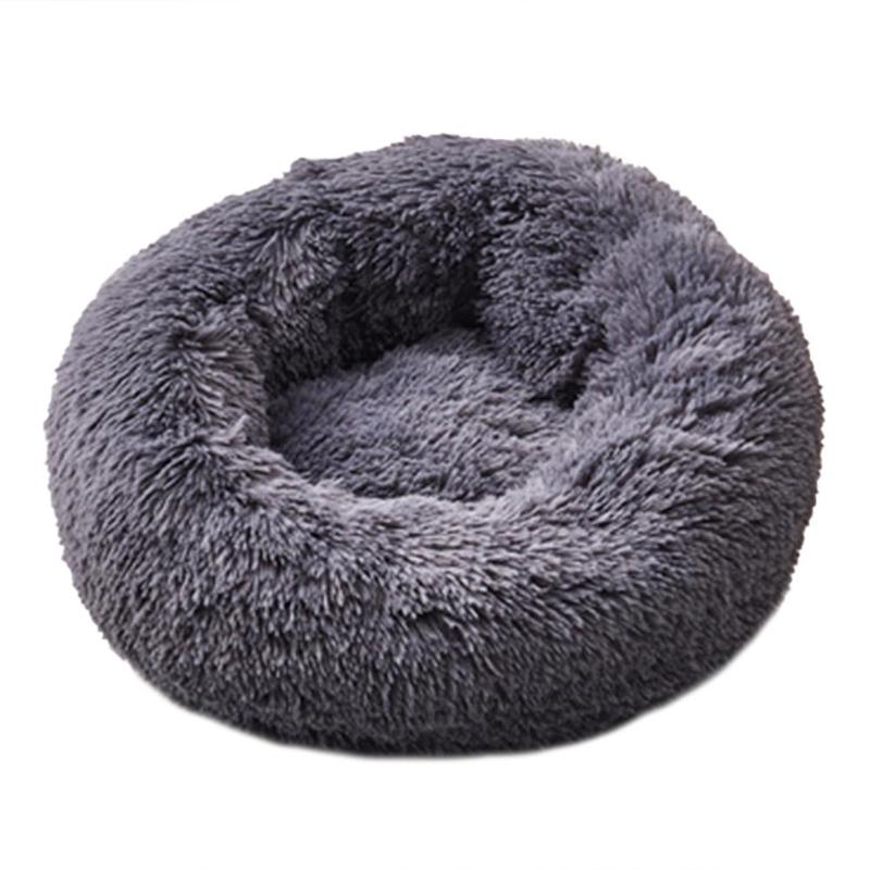 Round Pet Bed Cat Dog Winter Warm Sleeping House Washable long plush Dog Kennel Cat Bed Kennel Nest Foldable Puppy Cushion Mat