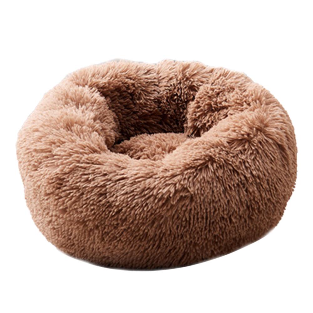 Round Pet Bed Cat Dog Winter Warm Sleeping House Washable long plush Dog Kennel Cat Bed Kennel Nest Foldable Puppy Cushion Mat