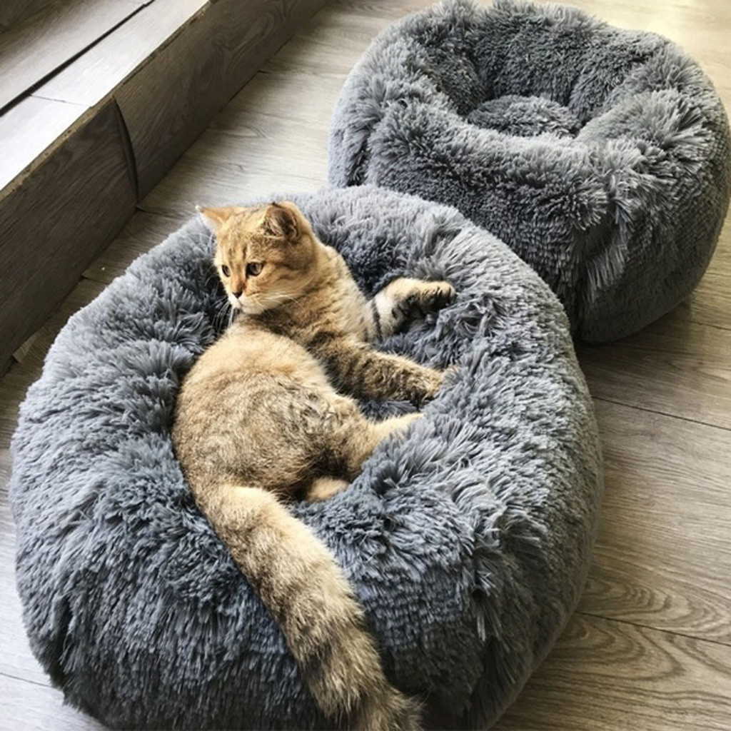 Ultra Soft Pet Bed Kennel Dog Round Cat Winter Warm Sleeping Bag Long Plush Puppy Cushion Mat Portable Cat Supplie #38