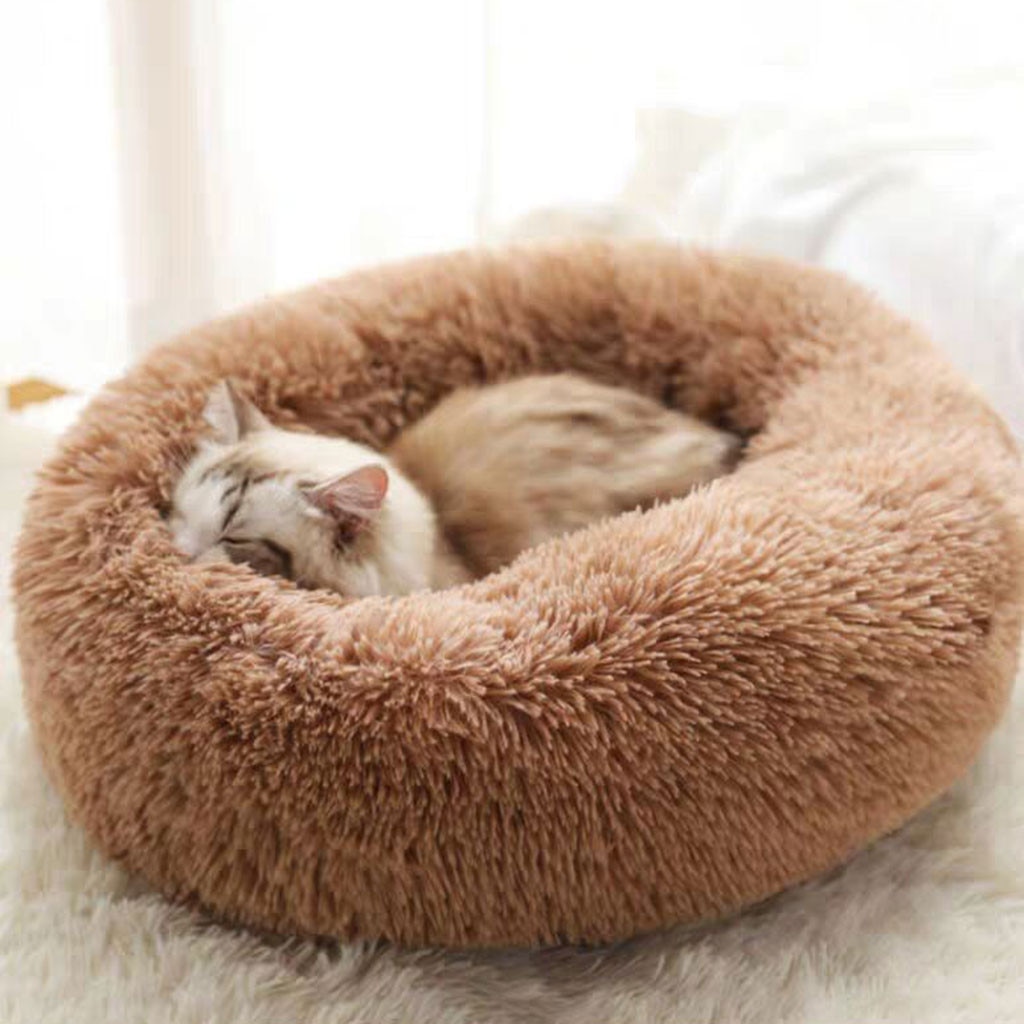 Dog Round Cat Winter Warm Sleeping Bag Long Plush Soft Pet Bed Calming Bed Soft Dog long plush Kennel Dog House Washable Basket