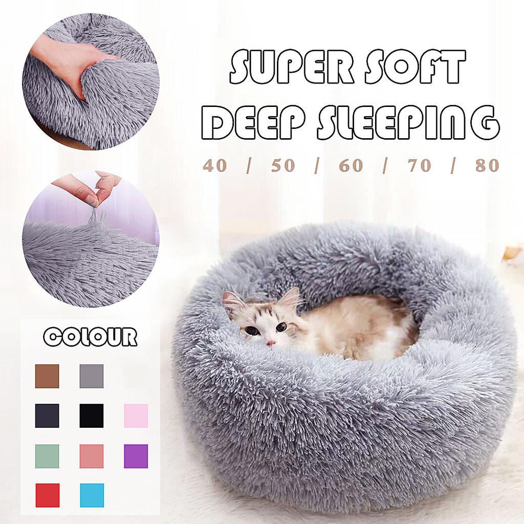 Dog Round Cat Winter Warm Sleeping Bag Long Plush Soft Pet Bed Calming Bed Soft Dog long plush Kennel Dog House Washable Basket