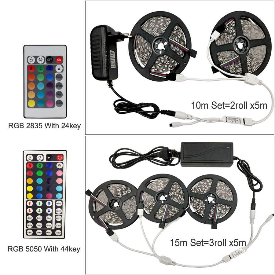 LED Stripes with Remote Control and Adapter